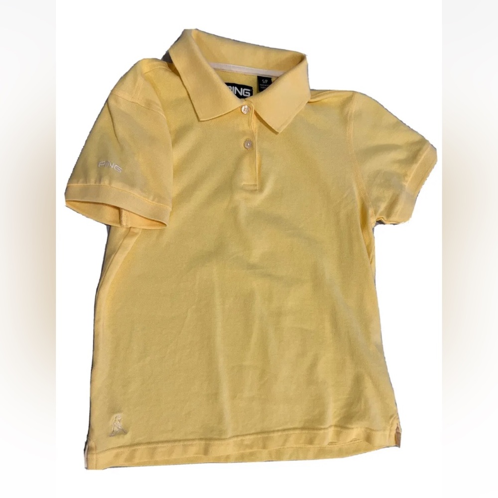 PING Kids Pocket Putter Boy Logo Golf Yellow Polo Shirt Size Small